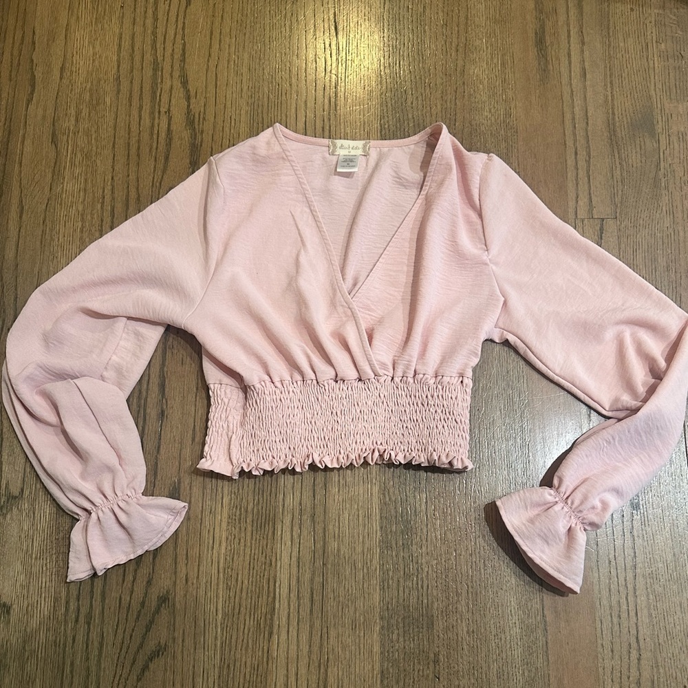 Altar's State Cropped Long Sleeve Top-Size Medium-Pink